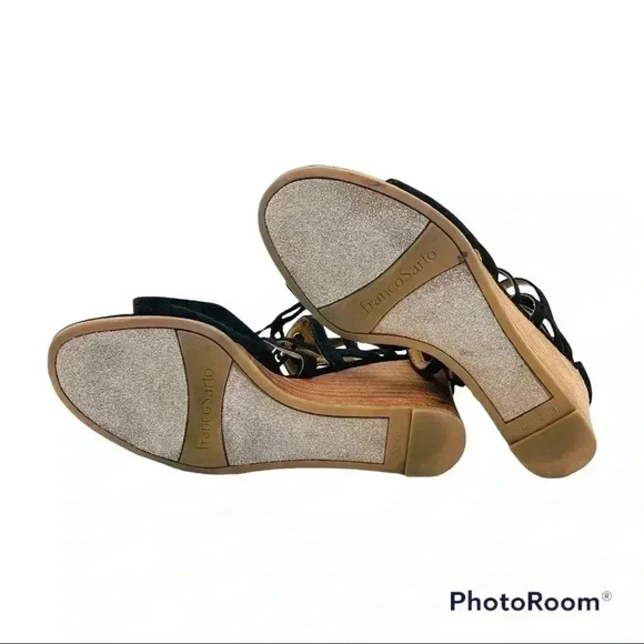 Franco Sarto Mollie Black Suede Lace Up Wedges - Picture 6 of 7